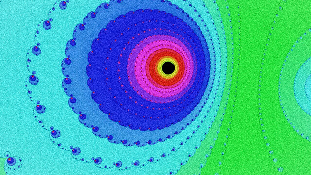 Fractal art displays a spiral pattern with vibrant colors forming a unique visual design in a digital space