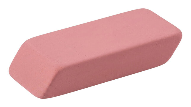 Pink rectangular eraser on a transparent background