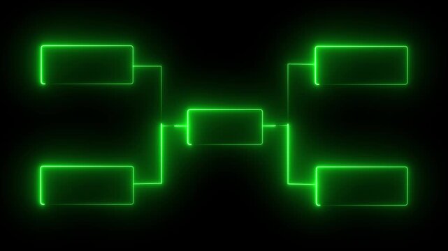 Neon green tournament bracket template with glowing cyberpunk lines for sports competition and esports event