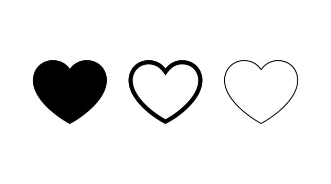 Three different heart icons in a row
