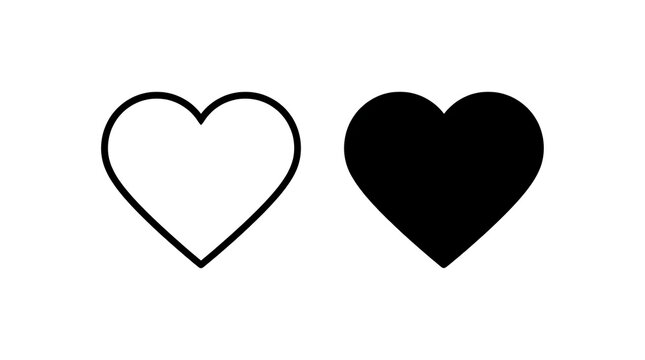 Simple black and white heart icons side by side