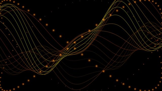 Abstract Molten Gold Plasma Flow Loop Seamless Loop Animation with Wireframe Frequency Waves