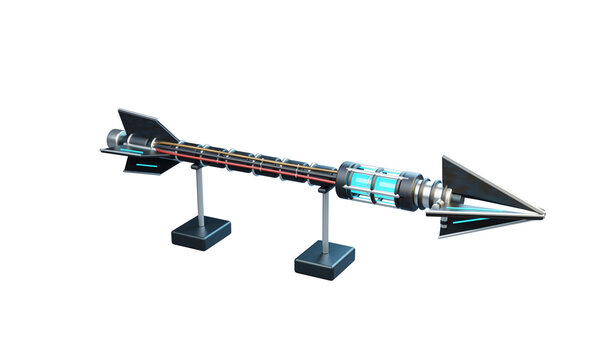Cyberpunk Energy Arrow Projectile with Glowing Core 3D Render PNG, sci fi arrow