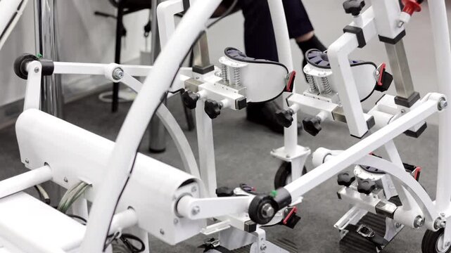 Specialized locomotor therapy equipment in a rehabilitation clinic, designed to support gait training, mobility recovery, physical therapy, and motor function rehabilitation.