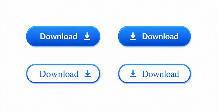 Modern download button with arrow icon in blue rounded rectangle style