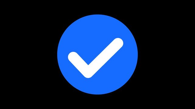 Blue Check Mark Confirmation Icon Animation with Transparent Background