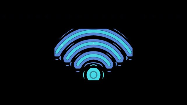 WiFi connection signal activating ring by ring on transparent background