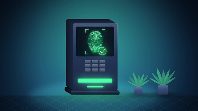 Cash machine facial recognition scan unlocking with mesh
