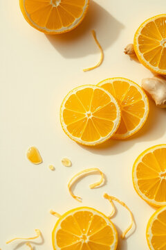 Healthy immune boosting concept with ginger lemon tea, honey and mint leaves for winter wellness remedies
