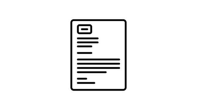 Isolated document icon with text and header, vector outline graphic
