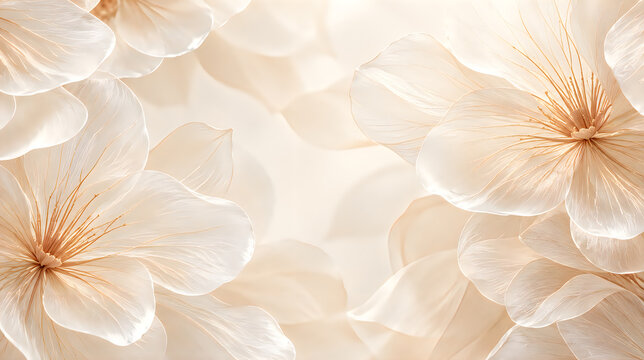 Soft beige floral background with delicate petals for wedding