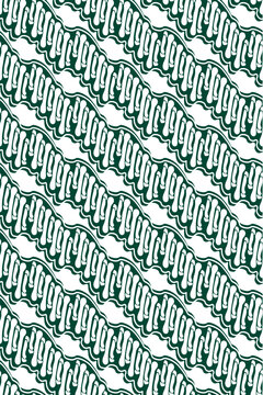 Classic Parang batik diagonal pattern in emerald green and white vector illustration.