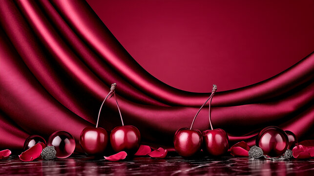 Dark Romantic Black Cherry Velvet Luxury Beauty Background