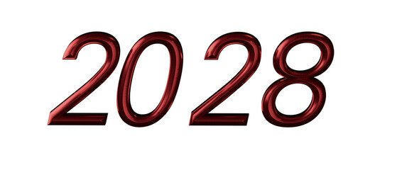 Elegant red 2028 text isolated on white. Perfect for New Year's greetings, calendars, and © vege