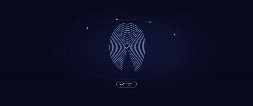 Original symbolic fingerprint draws, scans and reveals an authenticated identity check, scope