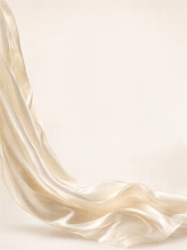 Champagne silk U shape drape from lower left corner