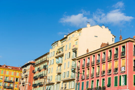 Colourful old buildings, Nice, Cote d'Azur, France