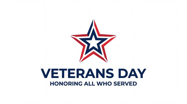 Veterans Day emblem featuring a patriotic star and honoring all who served message.