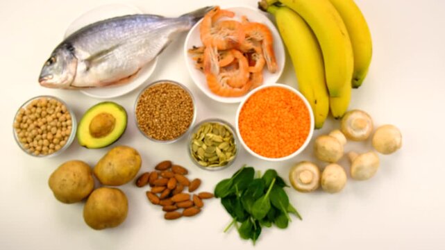 Foods that contain copper. Selective focus.