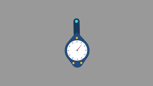 Vector animation of a pocket timer or measuring gauge tool with a dial and red hand indicator
