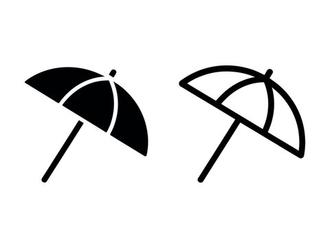 Sun parasol icon vector illustration in black and white styles with umbrella
