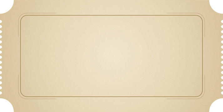 Blank vintage paper ticket vector with scalloped edges and frame in brown for event layouts and scrapbook compositions