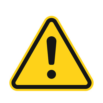 General warning triangle vector icon in yellow and black for technical documentation and safety training, with exclamation mark