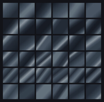 Dark satin gradient vector library with 36 diagonal reflection swatches