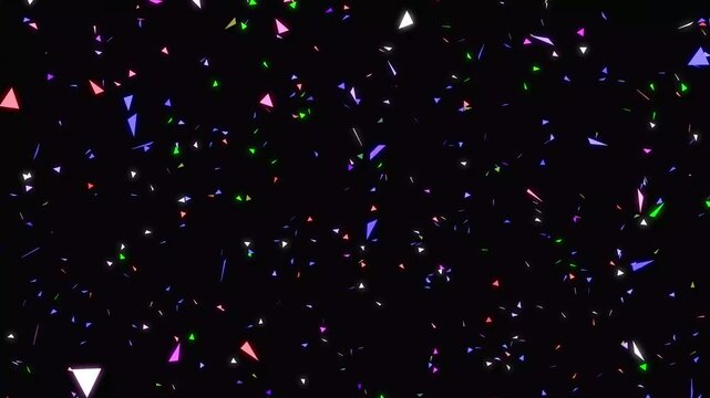 3d confetti burst animation with colorful paper pieces on green and black backgrounds, dynamic explosion effect, festive celebration motion graphics, smooth 4k video loop animation