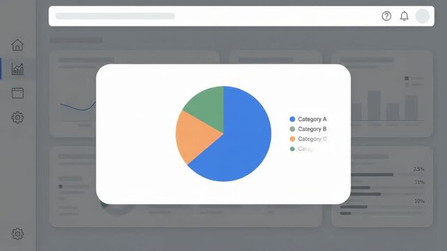 blank modal popup window centered on digital screen displaying business analytics interface with various data charts graphs and navigation sidebar in the background