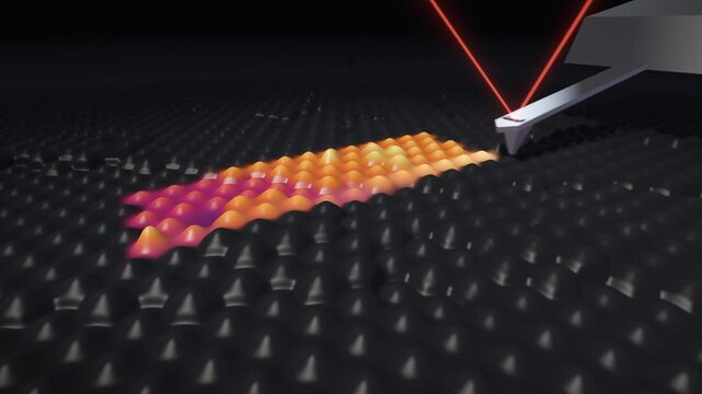 Atomic Force Microscope Tip Scanning Atomic Lattice Surface Animation