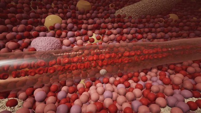Red Blood Cells Released Into Bone Marrow Blood Vessel Seamless Loop