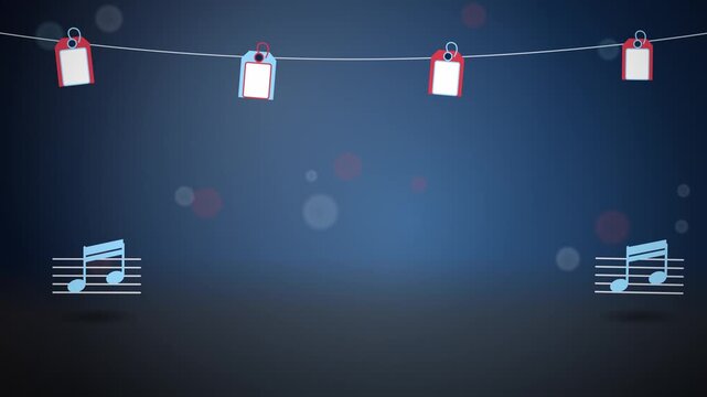Christmas greeting with carol music notes angled view looping motion