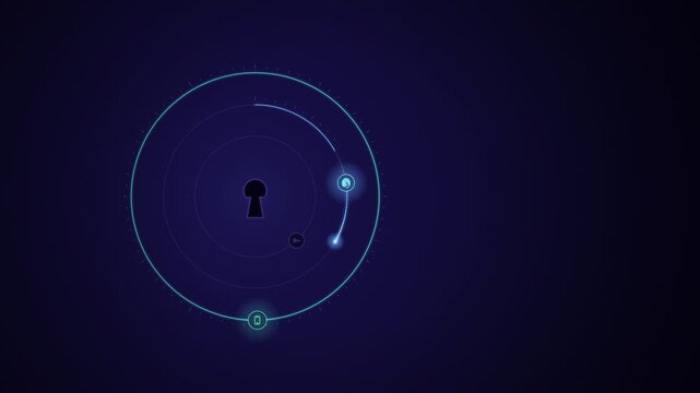 Multi-Factor Authentication Rings Verify and Unlock Keyhole Animation