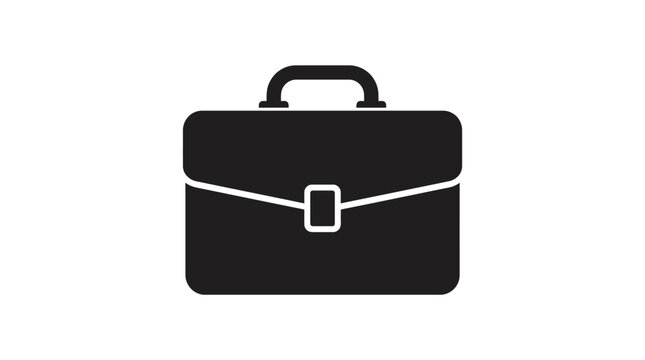 Professional business briefcase vector graphic illustration featuring minimal black design for corporate career symbols