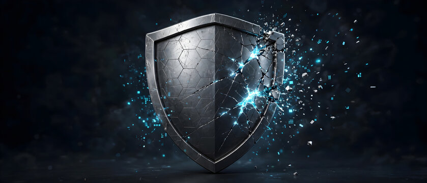 Cybersecurity shield protecting digital network systems
