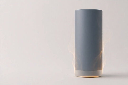 Gray cylinder with fading amber glow, low energy concept