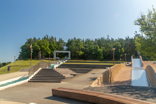 Mielec, Poland - July 26, 2026: Cyranowska hill with the Monument to the Indomitable, Cursed Soldiers.