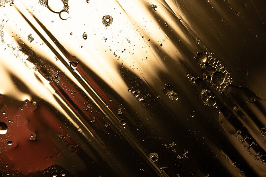 Golden oil and water abstract liquid background