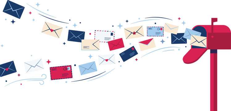 Open Mailbox With Flying Envelopes Vector Illustration Postal Delivery Background Banner
