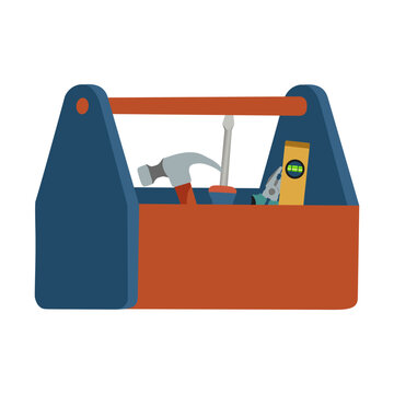 Portable Tool Box Flat Illustration for Home Repair and Maintenance