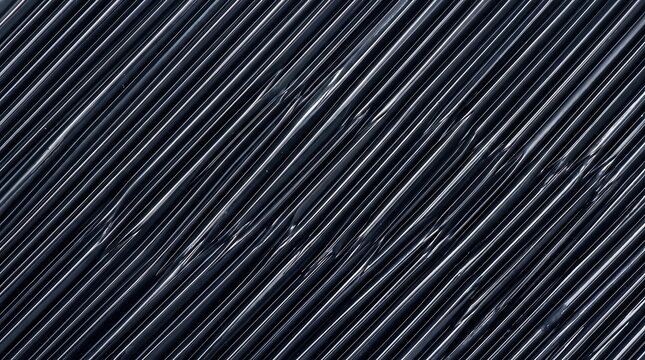 Black plastic wrap texture background with diagonal folds and parallel lines in dark monochrome
