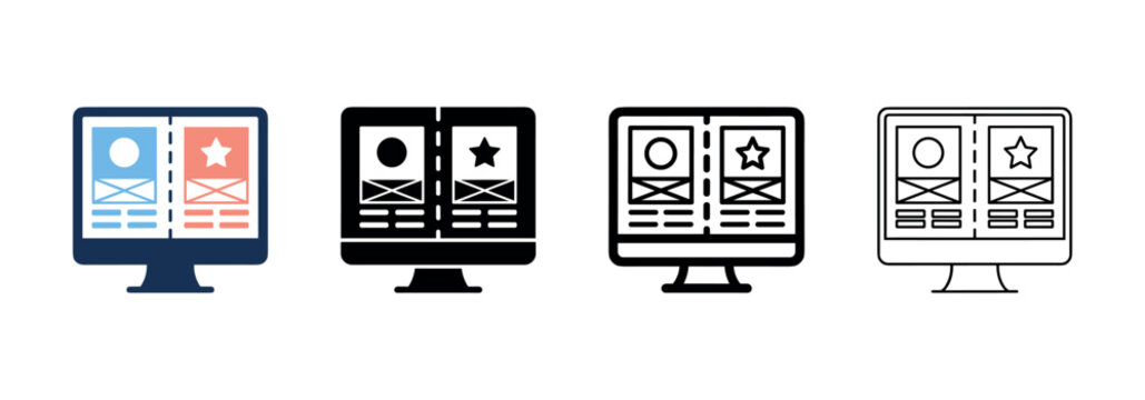 Website A/B Testing Comparison Icon Set