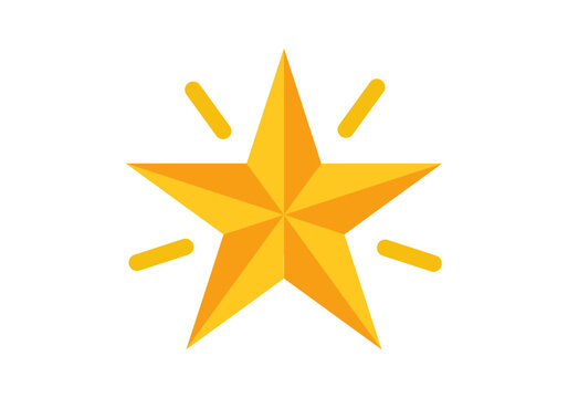 Estrella dorada de cinco puntas con relieve y l&iacute;neas de destello