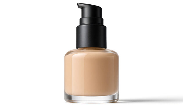 Beauty foundation pump bottle with light beige cream for makeup application and skincare routine