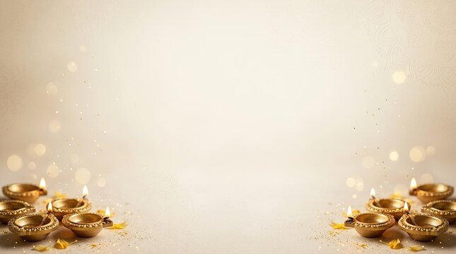 A beautiful diwali celebration featuring golden decorations and sparkling lights symbolizing prosperity and joy