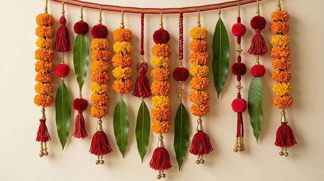 A vibrant and colorful toran decoration welcomes guests during the joyous festival of diwali celebrations