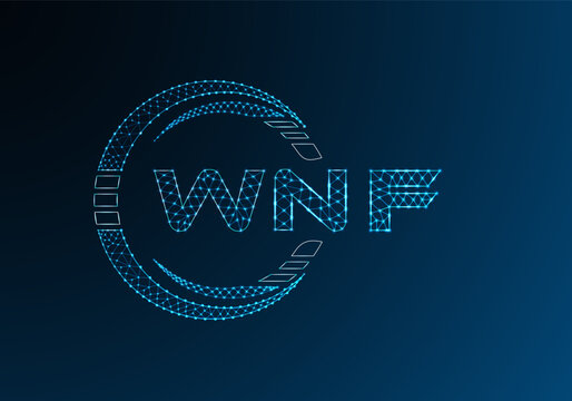 WNF low poly letter logo vector design. WNF lower poly logo design. Low poly logo.