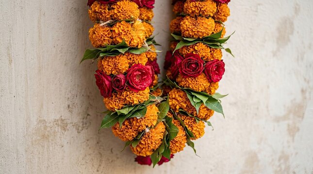 Vibrant marigold garlands a traditional diwali decoration symbolizing prosperity and joyful celebrations