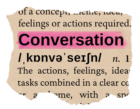 Conversation png word sticker, torn paper dictionary, transparent background